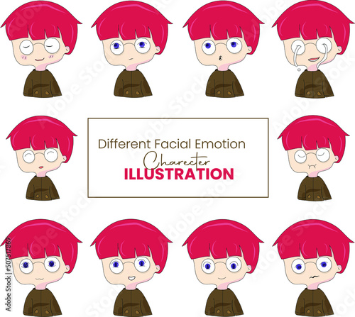 Different Facial Emotion Character illustration