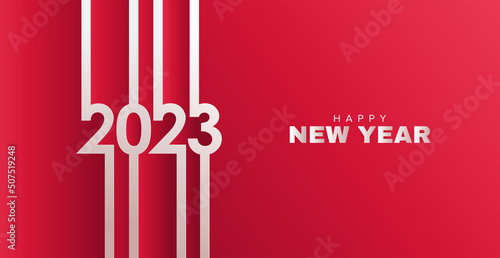 Happy new year 2023 on red background. 2023 new year