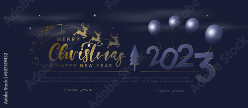 Merry Christmas and happy new year 2023 banner