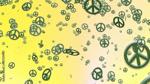 Green pacific pouring down on yellow background