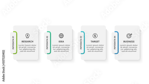 Rectangles infographic with 4 steps, options, parts or processes. Business data visualization.