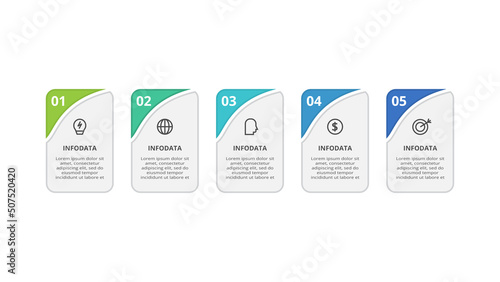 Rectangles infographic with 5 steps, options, parts or processes. Business data visualization.