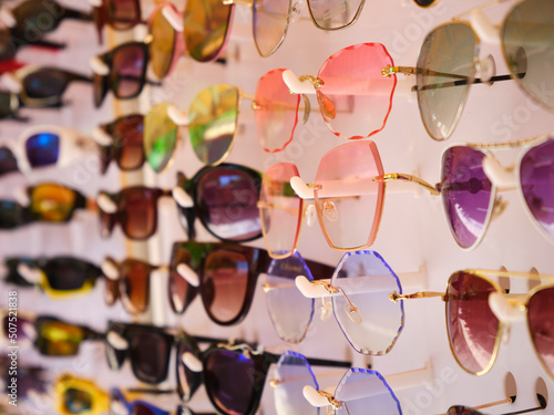 colored sunglasses in a store photo