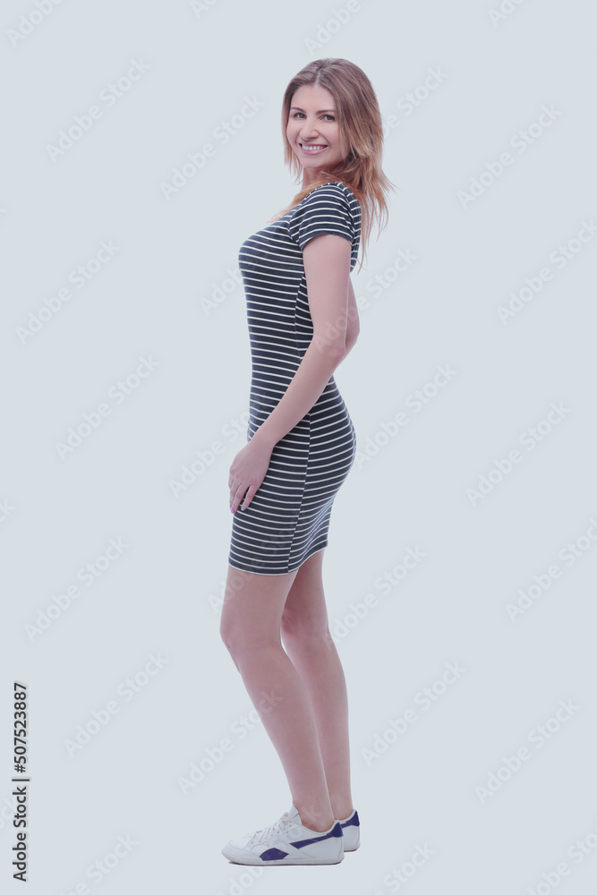 Fototapeta premium Successful business woman - isolated over a grey background