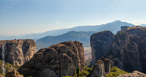 Meteora valley and Kalabaka in Greece, a unique Unesco world heritage site