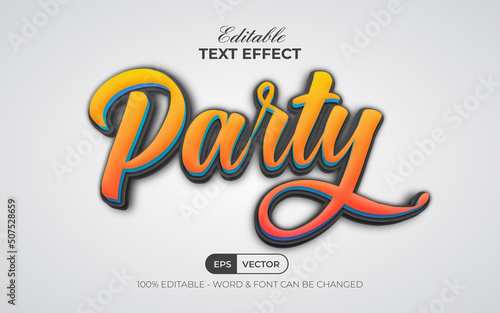 Party text effect style. Editable text effect.