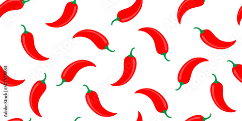 Vector seamless pattern of chilli pepper in vintage style