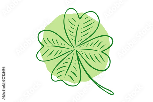 Vector illustration of lucky clover with four leaves in hand drawing style.