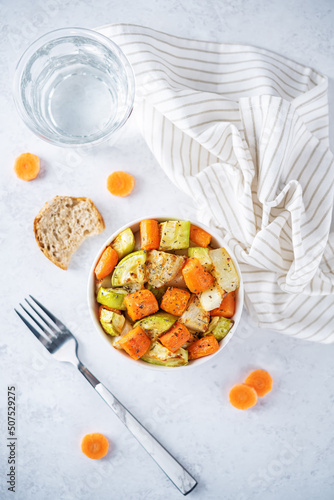 Roasted potato, carrot and zucchini bowl