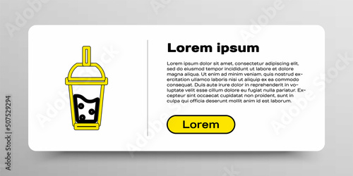 Line Glass of lemonade with drinking straw icon isolated on white background. Colorful outline concept. Vector