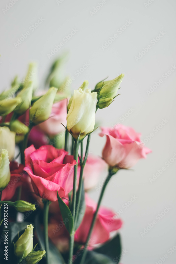 bouquet of pink flowers in a vase