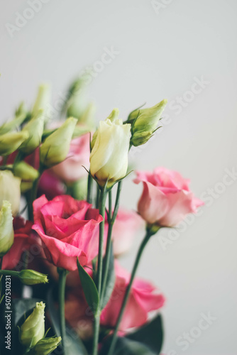 bouquet of pink flowers in a vase © Ann