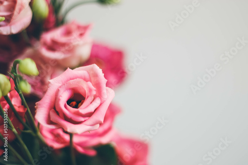 bouquet of pink flowers on the table
