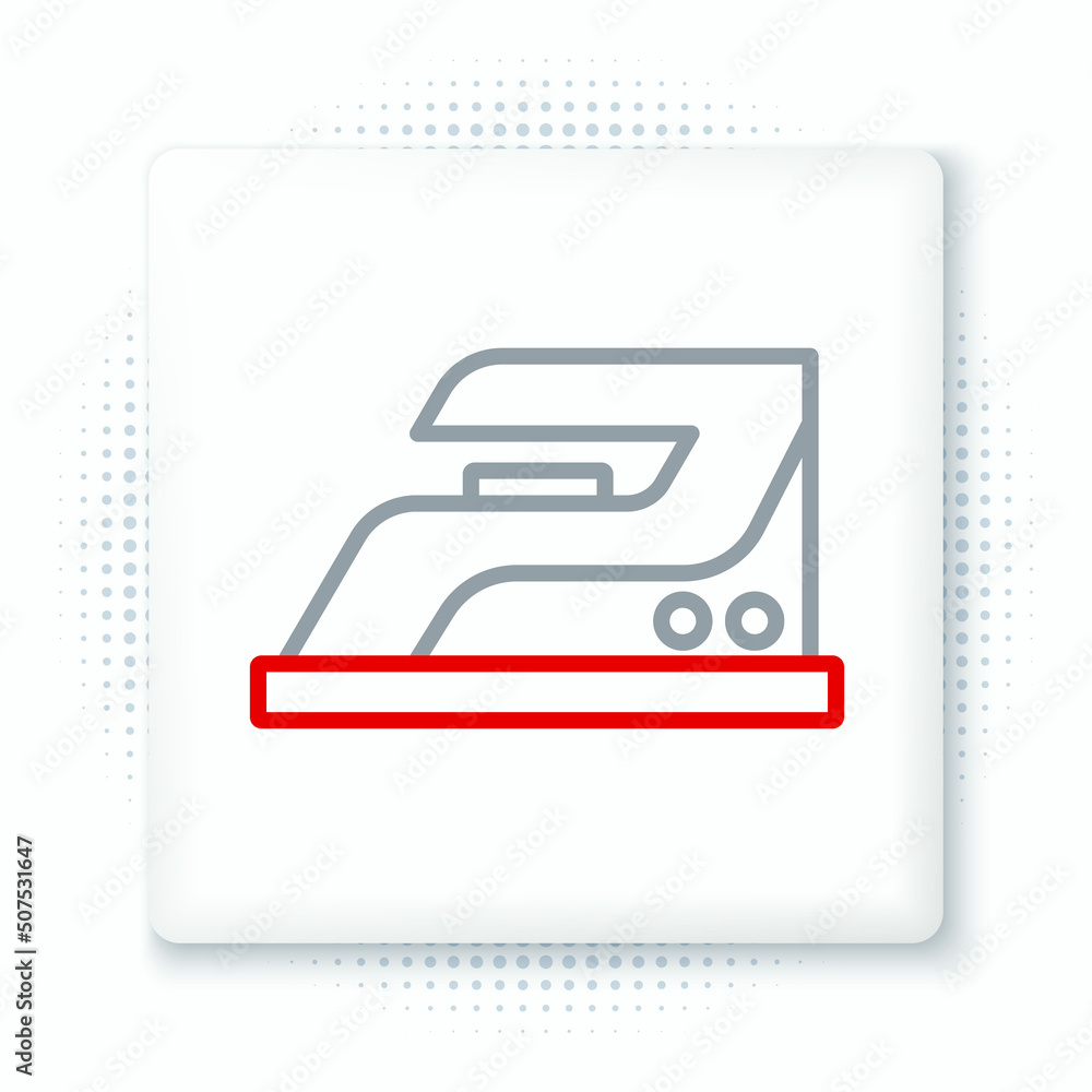 Line Electric iron icon isolated on white background. Steam iron. Colorful outline concept. Vector Line Electric iron icon isolated on white background. Steam iron. Colorful outline concept. Vector