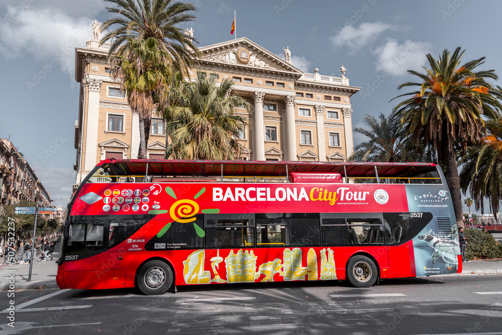 Barcelona City tour bus, Barcelona Spain Stock Photo Adobe Stock