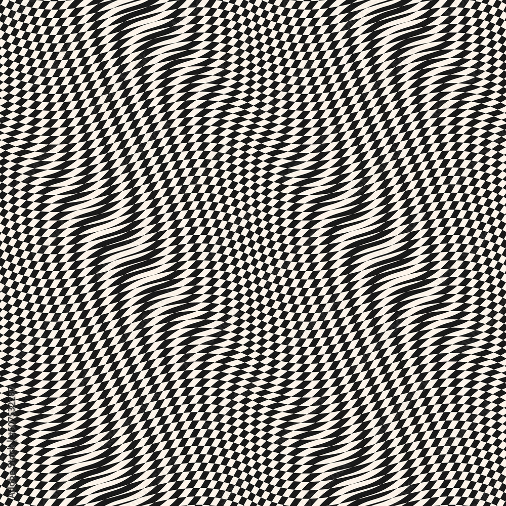 Vector monochrome seamless pattern with optical illusion effect. Simple ...