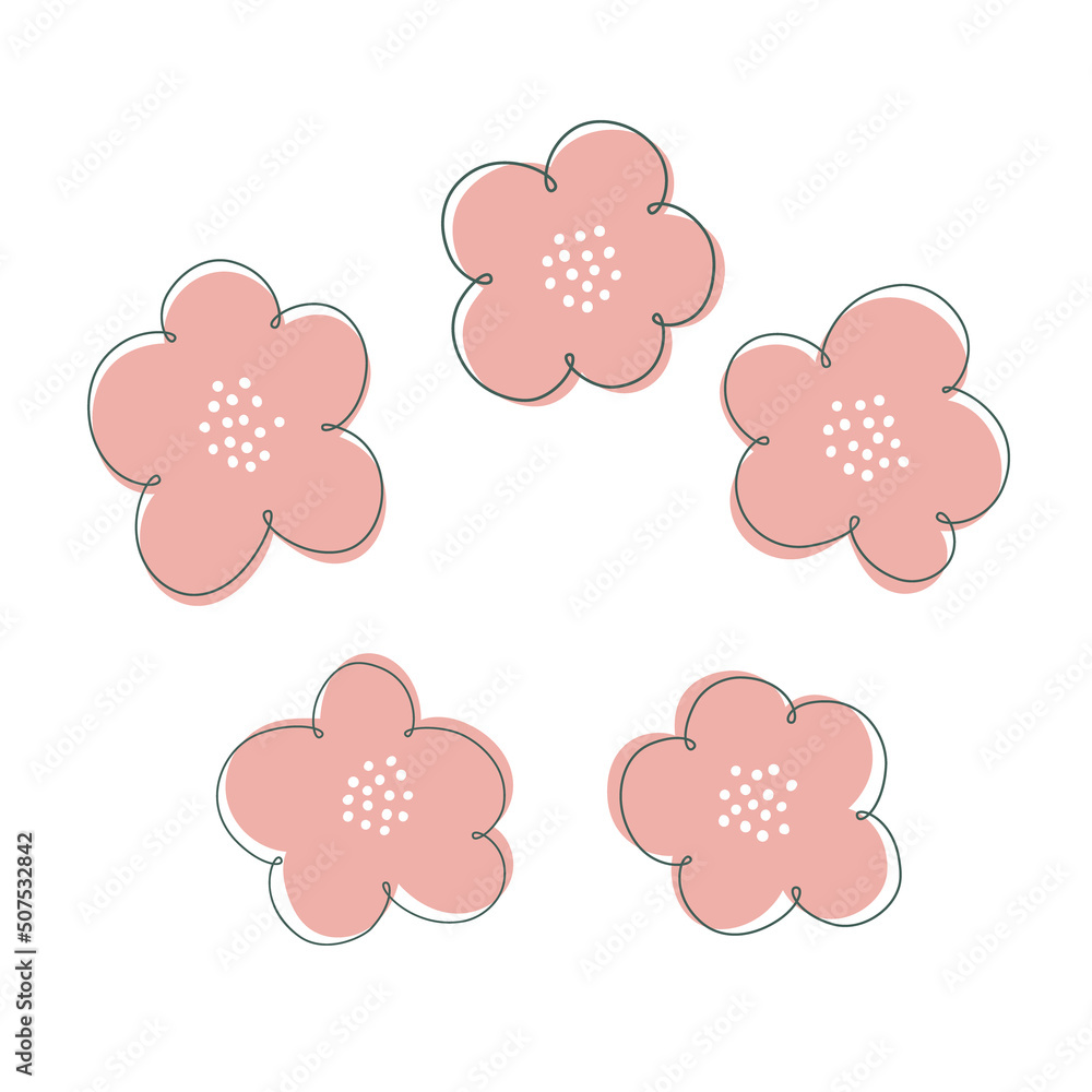 Abstract vintage groovy daisy flower. Retro floral vector illustration. 60s, 70s, 80s style