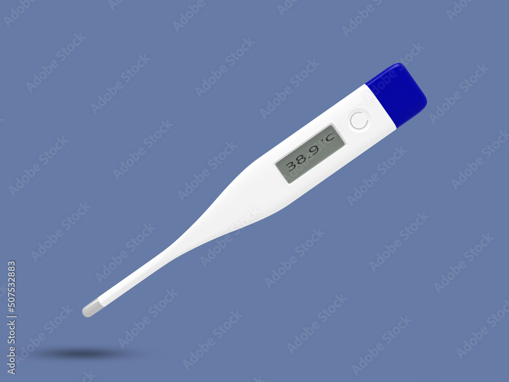 Electronic modern clinical digital thermometer. Temperature Measurement Device. Fever diagnostic and healthcare concept. 3D rendered illustration. Electronic modern clinical digital thermometer. Temperature Measurement Device. Fever diagnostic and healthcare concept. 3D rendered illustration.