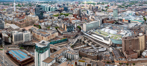 Aerial view of Birmingham cityscape skyline