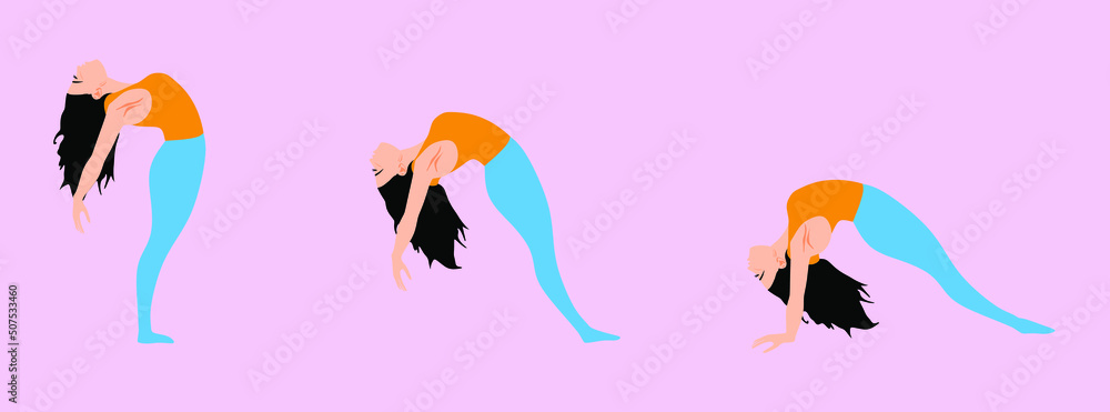 The girl is engaged in fitness. admission stages vector illustration