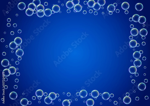 Shampoo bubble. Detergent bath foam, suds and soap for bathtub.