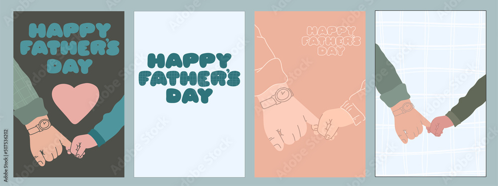 Happy father's day card collection. Vector pattern. popular Holiday background. Modern flat retro style.