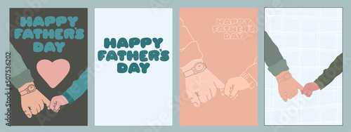 Happy father's day card collection. Vector pattern. popular Holiday background. Modern flat retro style.