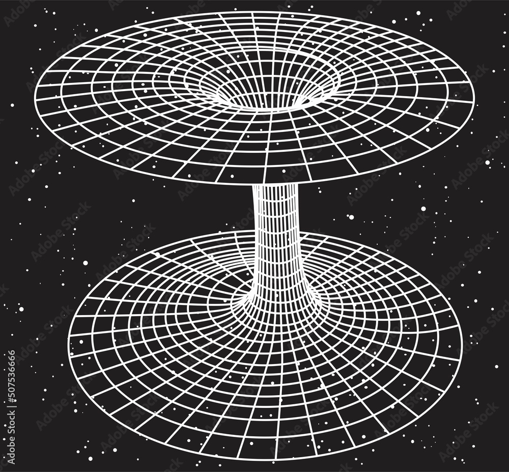 Relativity Theory Concept Black Hole Wormhole Sketch Space Star Field 