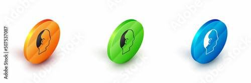 Isometric Baldness icon isolated on white background. Alopecia. Circle button. Vector