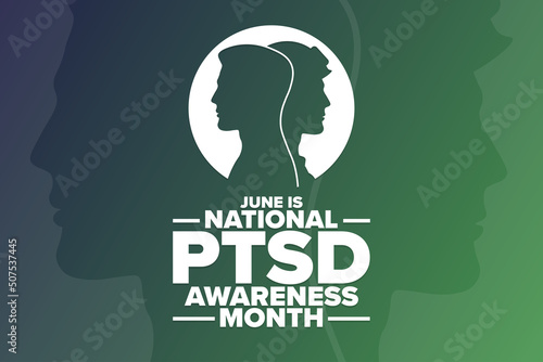 June is National PTSD Awareness Month. Holiday concept. Template for background, banner, card, poster with text inscription. Vector EPS10 illustration.