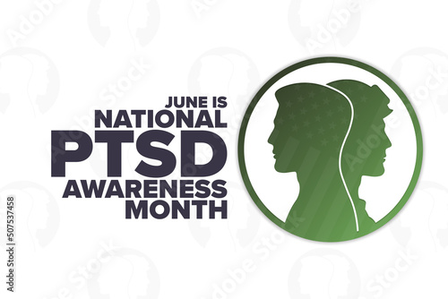June is National PTSD Awareness Month. Holiday concept. Template for background, banner, card, poster with text inscription. Vector EPS10 illustration.