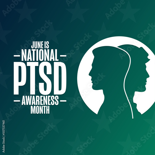 June is National PTSD Awareness Month. Holiday concept. Template for background, banner, card, poster with text inscription. Vector EPS10 illustration.