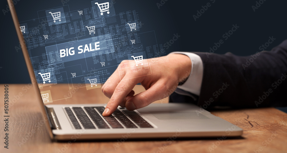 Businessman working on laptop concept Businessman working on laptop concept