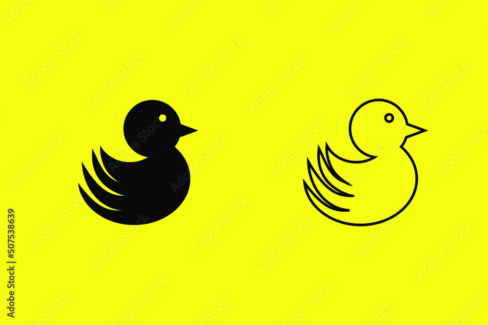 Duck bright yellow material minimal icon or logo design 