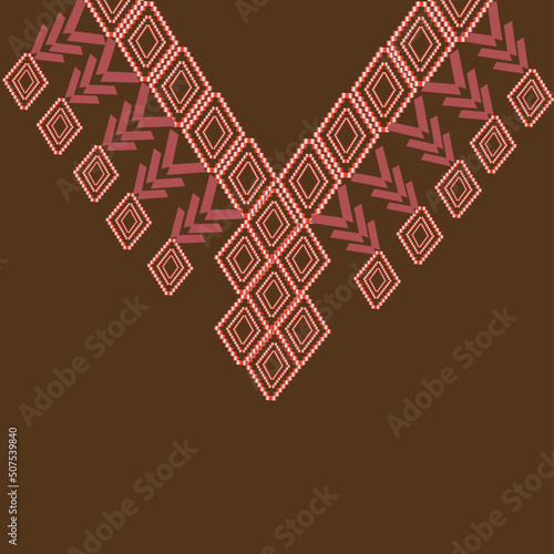geometric design for print , Ethnic neck design pattern for collars shirt, vector design