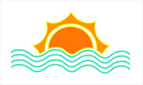 Sun and sea waves symbol. Vector illustration.