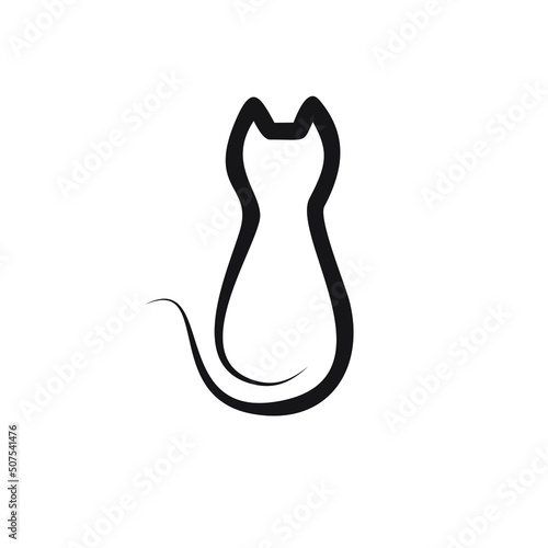 One line cat design silhouette.hand drawn minimalism style vector illustration