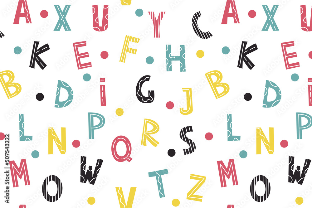 Seamless pattern with cute latin bright letters Seamless pattern with cute latin bright letters