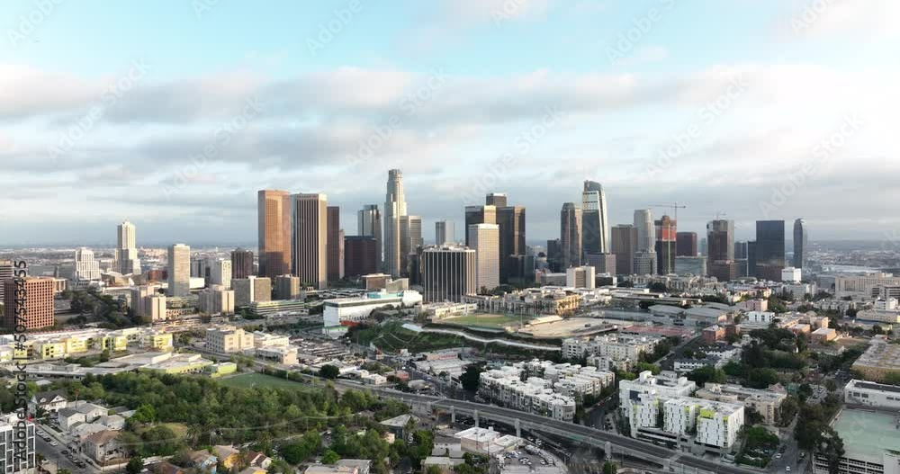 Los angeles city. Los Angeles downtown skyline. Flying and filmed LA by drone. Los angeles city. Los Angeles downtown skyline. Flying and filmed LA by drone.