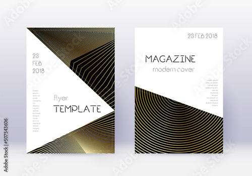 Triangle cover design template set. Gold abstract