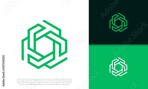 Innovative high tech logo template. Template label for blockchain technology. Technology Logo.