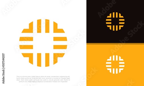 Innovative high tech logo template. Template label for blockchain technology. Technology Logo.