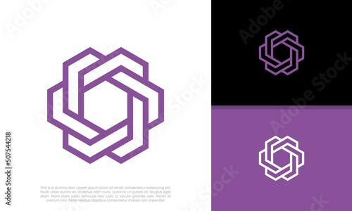Innovative high tech logo template. Template label for blockchain technology. Technology Logo.