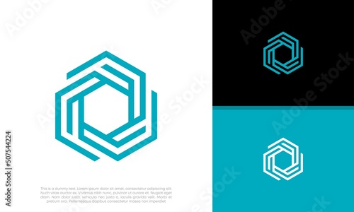 Innovative high tech logo template. Template label for blockchain technology. Technology Logo.