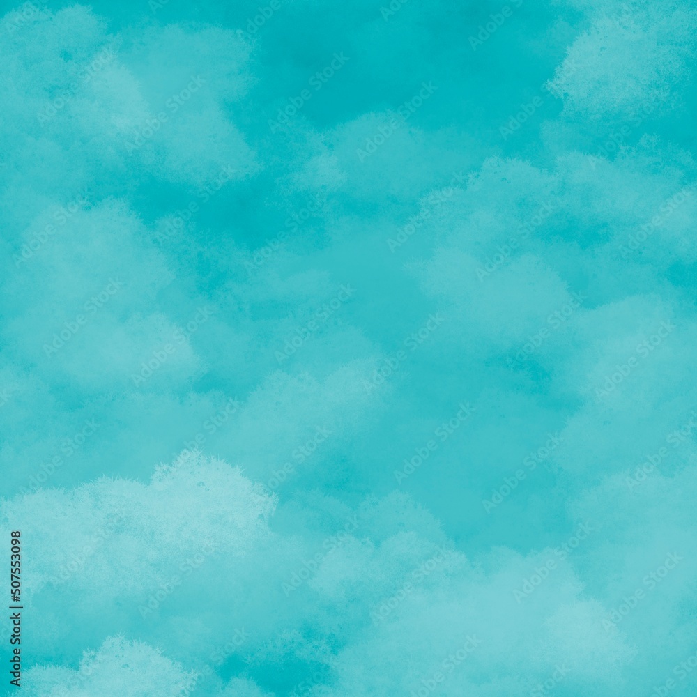 Fototapeta premium Cloudy light blue sky, bright watercolor texture for backgrounds and wallpapers.