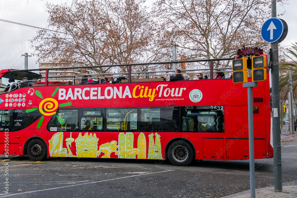 Barcelona City tour bus, Barcelona Spain Stock Photo Adobe Stock