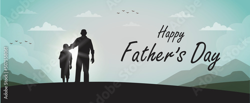 Happy Father's Day illustration design with Blue background for Banner