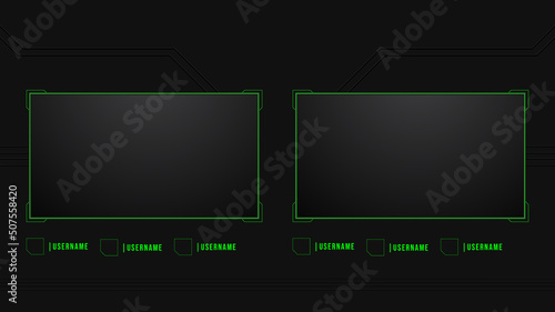 modern screen panel overlay frame set design template for games streaming. live stream screen overlay