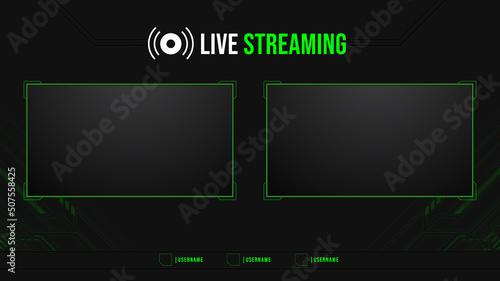 modern screen panel overlay frame set design template for games streaming. live stream screen overlay