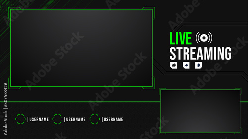 modern screen panel overlay frame set design template for games streaming. live stream screen overlay